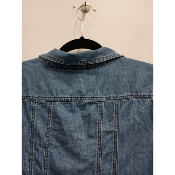 CMC By Color Me Cotton Womens Blue Denim Jacket Size Large Collared Button Front - Picture 8 of 8